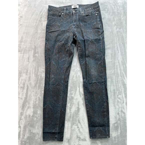 PAIGE Denim - Paige Verdugo Ultra Skinny Jeans Womens Sz 29 Blue Paisley Stretch Beach Walking